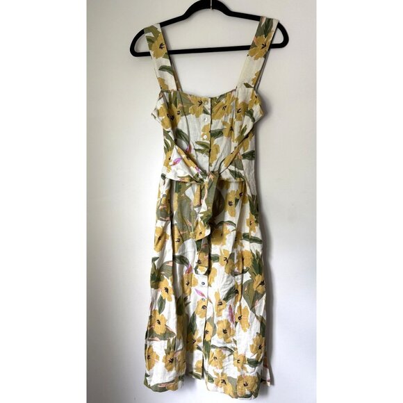 L*Space Women's Mykonos Tie Front Green Floral Midi Dress Size Small Tropical‎ - Picture 2 of 8